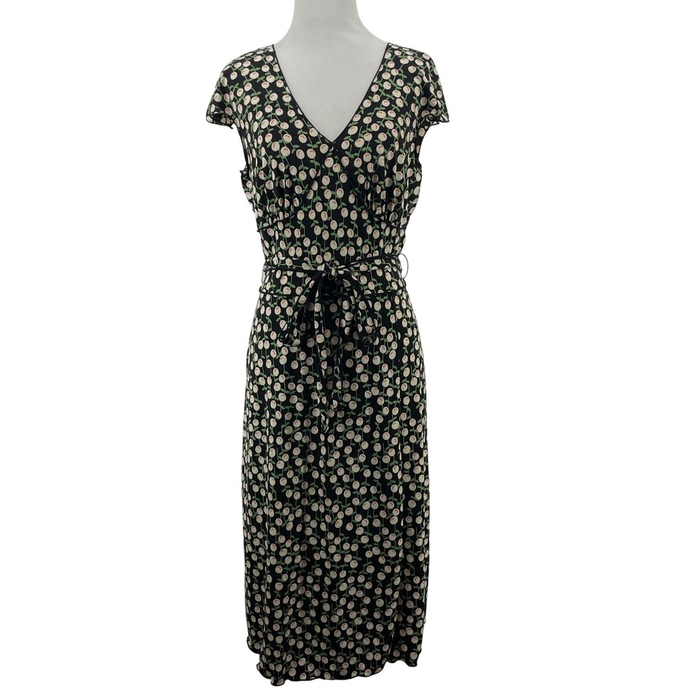 Max Edition Size Medium Midi Dress Black‎ Fruit Berry Print 90s Y2K Empire Waist